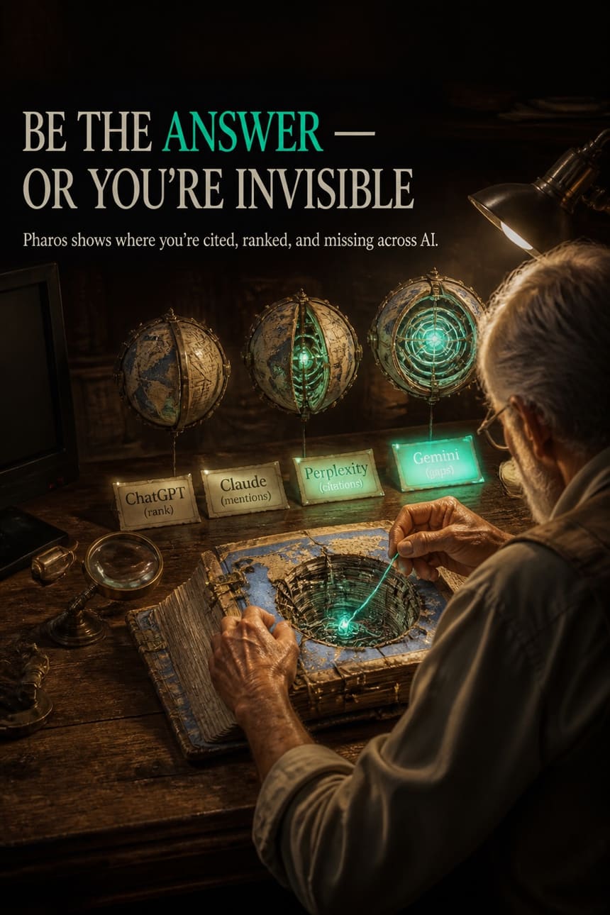 Carousel cover — a candlelit cartographer’s study, charts and dividers on the desk, the headline lettered onto the map.